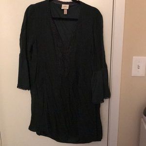 Emerald green peasant dress